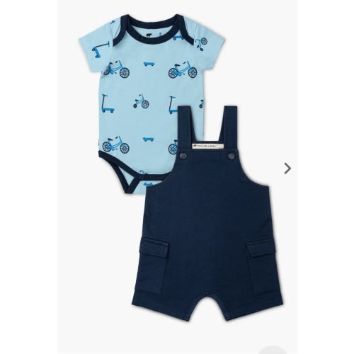 Short Sleeve Jack + Jill Bodysuit + Overalls Set - Organic Baby Clothes - Monica + Andy