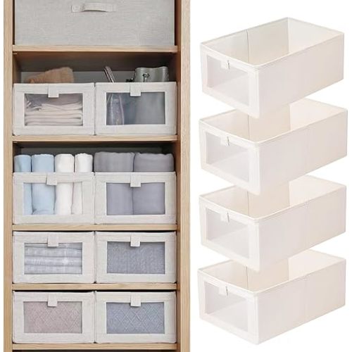 Linen Organizers And Storage, 4 Pack Closet Storage Bins