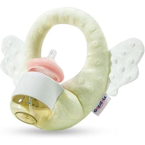 Baby Bottle Holder, Self Feeding Pillow for Newborns, Hands Free Bottle Holder for Baby, Portable Nursing Support Cushion, Infant Bottle Propper with Adjustable Waist Strap (Yellow)