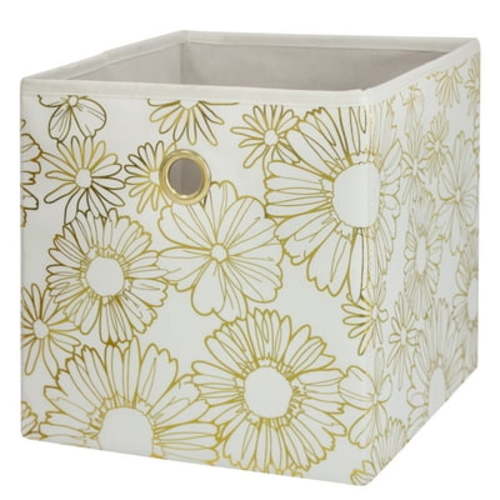Mainstays Collapsible Fabric Cube Storage Bin, Gold Metallic