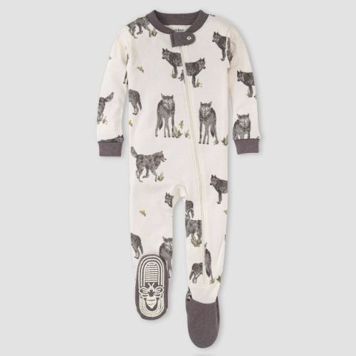 Burt's Bees Baby® Baby Boys' Howling Wolf Organic Cotton Footed Pajama - Charcoal Gray