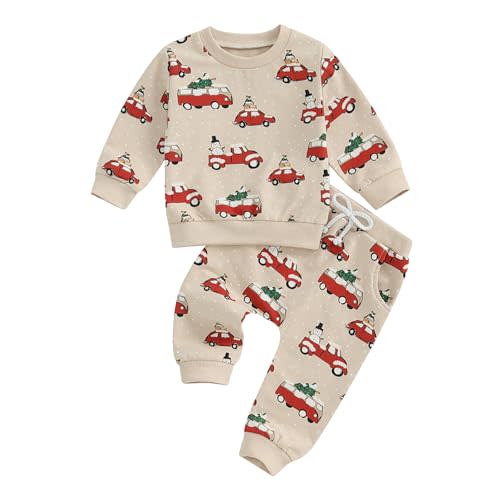 Toddler Baby Boy Christmas Outfit Gingerbread Crewneck Sweatshirt Long Sleeve Shirt Stripe Pants Cute Fall Clothes