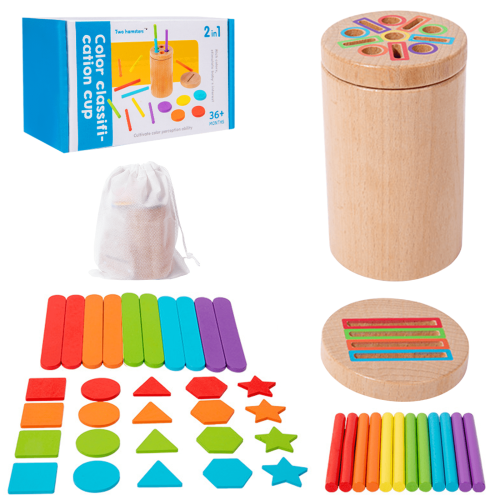 Montessori Color Sorting Toys Set, 3 in 1 Learning Fine Motor Skills Wooden Sensory Toys for Toddlers 1-3, Preschool Learning Activities Matching Game, Gift for Boys and Girls