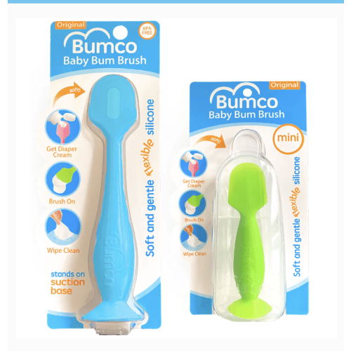 Bumco 2-Pack Full-Size & Mini Baby Bum Brush Bundle (Blue/Grey)