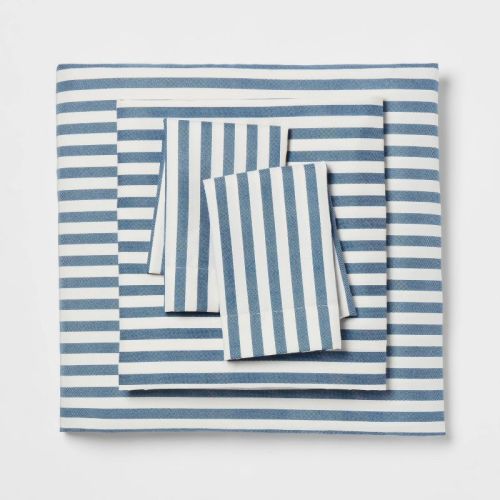 Twin/Twin XL Microfiber Sheet Set Blue Stripe - Room Essentials™
