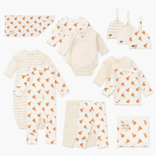 M+A by Monica + Andy Organic Gender Neutral Baby Shower Gift Set, 14-Piece, Preemie-3 Months