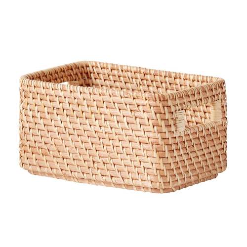 The Container Store Ori Rattan Bin with Handles |Small