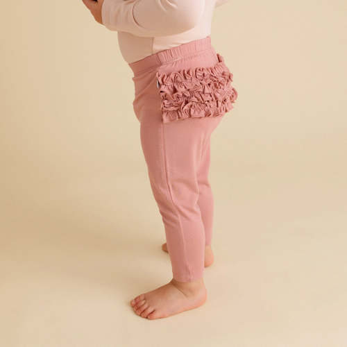 Solid Pink Toddler Ruffled Bum Leggings | Dusty Rose