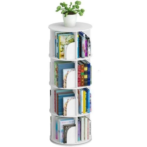 Toytexx Inc & Design 4 Tier 360° Rotating Stackable Shelves Bookshelf Organizer (White)