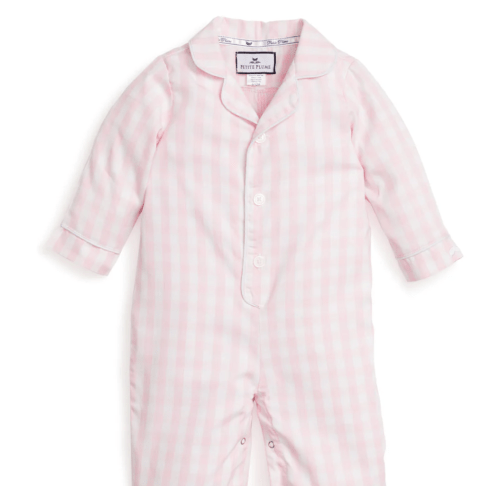 Baby's Twill Classic Romper in Pink Gingham