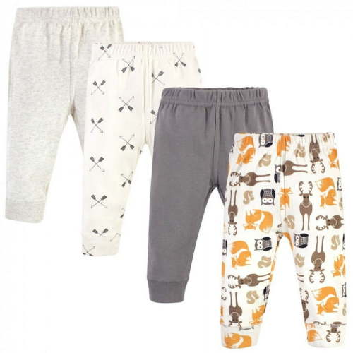 Hudson Baby Infant and Toddler Boy Cotton Pants 4pk, Boy Forest, 6-9 Months