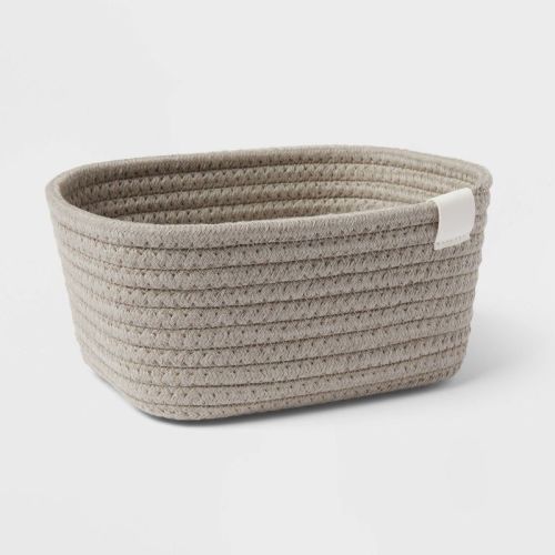 Coiled Rope Basket - Brightroom™: Rectangle Decorative Storage, Polyester & Cotton, 8"x6"x4"