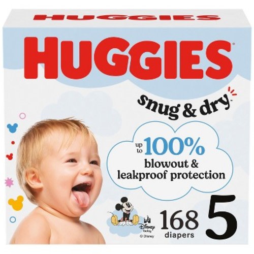 Huggies Snug & Dry Disposable Diapers - Econ+ Pack - Size 5 - 168ct
