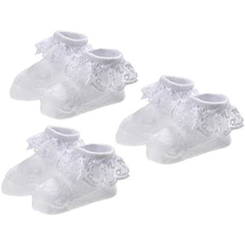 EPEIUS Baby-Girls Eyelet Frilly Lace Socks,Newborn/Infant/Toddler/Little Girls (Pack of 2/3/4/6)