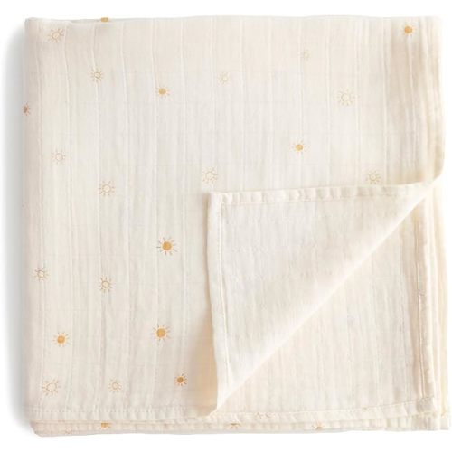 mushie Muslin Baby Swaddle Blanket | 100% Organic Cotton (Sun)