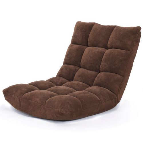 Tangkula Adjustable 14-Position Floor Chair ,Padded Gaming Chair Lazy Recliner Brown