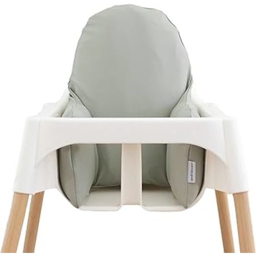 Yeah Baby Goods WIPEABLE Vegan Leather Cushion Cover Compatible with The IKEA ANTILOP Highchair (Sage-Cover Only)