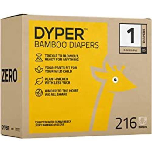 Amazon.com: DYPER Viscose from Bamboo Baby Diapers Size 1 | Honest Ingredients | Cloth Alternative | Day & Overnight | Made with Plant-Based* Materials | Hypoallergenic for Sensitive Newborn Skin, Unscented 216Ct : Baby