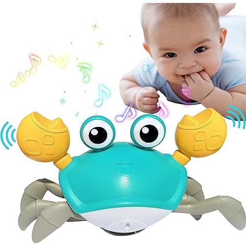 Crawling Crab Baby Toys - Infant Tummy Time Toys 3 4 5 6 7 8 9 10 11 12 Light-up Walking Sensory Induction Crabs, Interactive Toddler Christmas Easter Birthday Gifts for 6-12 12-18 Months Boys Girls