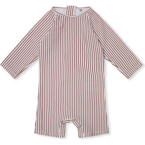 Goldie One Piece Swimsuit Print Acorn, Brown Stripes - Mini A Ture Swim | Maisonette