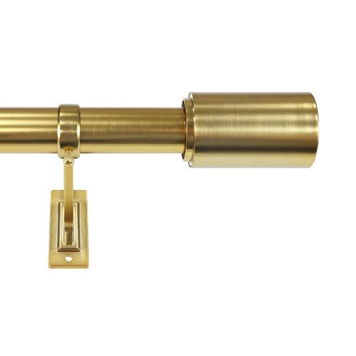 Origin 21 36-in to 72-in Brushed Gold Iron Single Curtain Rod with Finials