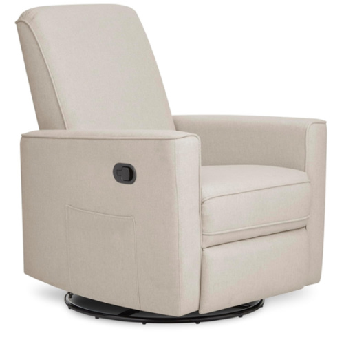 Evolur Raleigh Glider in Light Sand, Upholstered Plush Seating 360° Swivel Glider Rocking Chair, FSC Certified, Greenguard Gold & JPMA Certified Nursery Glider Recliner