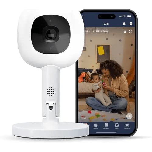 Nanit Pro Smart Baby Monitor & Flex Stand - 1080p Secure Wi-Fi Video Camera, Sensor-Free Sleep Breathing Motion Tracker, 2-Way Audio, Sound Alerts, Night Vision, and Band White