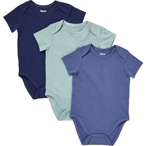 Hanes Baby Pure Comfort Organic Short Sleeve Bodysuit, Infant Boy & Girl, 3-Pack 3 M