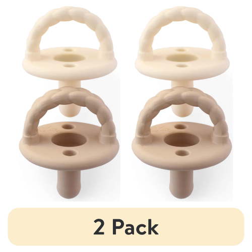 (2 pack) Itzy Ritzy Sweetie Soother Braid Pacifier Set of 2 Toast and Buttercream
