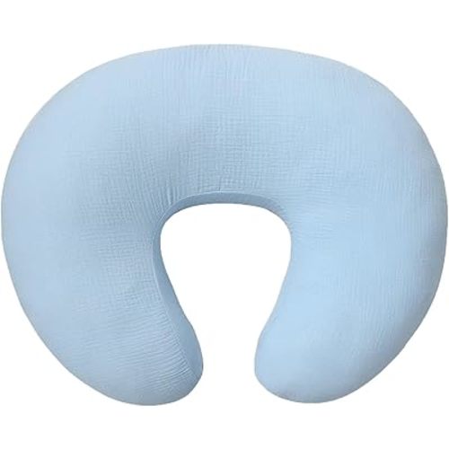 Owlowla Muslin Nursing Pillow Cover,Soft Cotton Nursing Cover Fits Breastfeeding Pillow for Baby Boy Girl(Baby Blue)