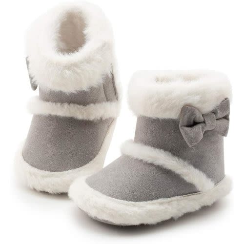 Infant Unisex Warm Fur Lining Soft Boots Baby Winter Ankle Non-Slip Rubber Texture Sole Toddler Winter Snow Crib Shoes