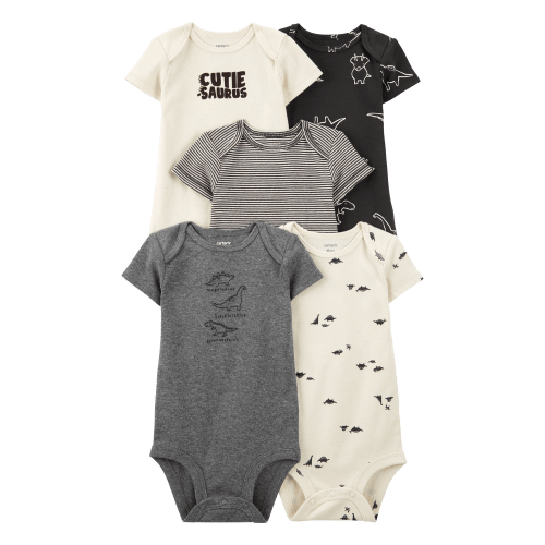 Baby 5-Pack Striped Dinosaur Short-Sleeve Bodysuits - Carter's | Carter's