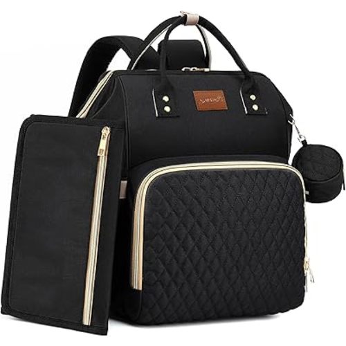 Diaper Bag Backpack with Changing Pad Pacifier Case, Baby Bag for Boy Girl Toddler - Large, Stylish, Waterproof Travel Diaper Bag for Mom - Baby Shower Gifts - Black