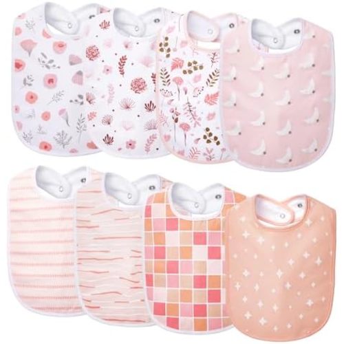 Lilian&Gema Baby Bibs 8 Pack Baby Drool Bibs for Unisex Boys Girls,Soft Cotton Bibs for Teething and Drooling Newborn