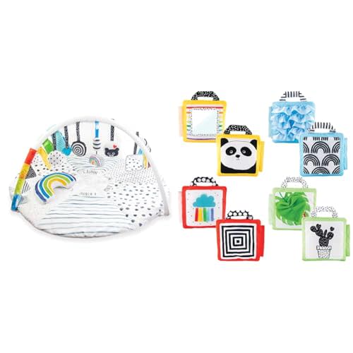 Sassy Stages STEM Developmental Play Gym, Sensory Tummy Time Activity Play Mat & Reversible Soft Sensory Activity Panels, 4Count, Ages 0+