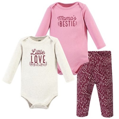 Hudson Baby Infant Girl Cotton Bodysuit and Pant Set, Little Love Flowers Long Sleeve, Size: 0-3 months