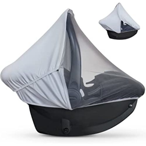 liuliuby 2-in-1 Baby Car Seat Cover for Baby Carseat Cover | Car Seat Sun Shade Cover & Mosquito Net for Infant | Baby Boy Car Seat Cover Baby | Breathable Car Seat Canopy Covers for Unisex (Gray)