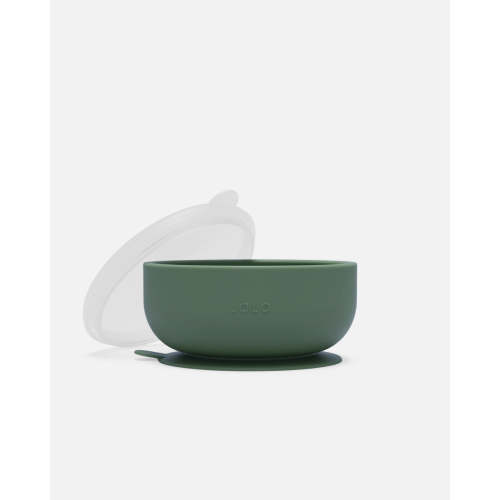 Suction Bowl + Lid - Olive