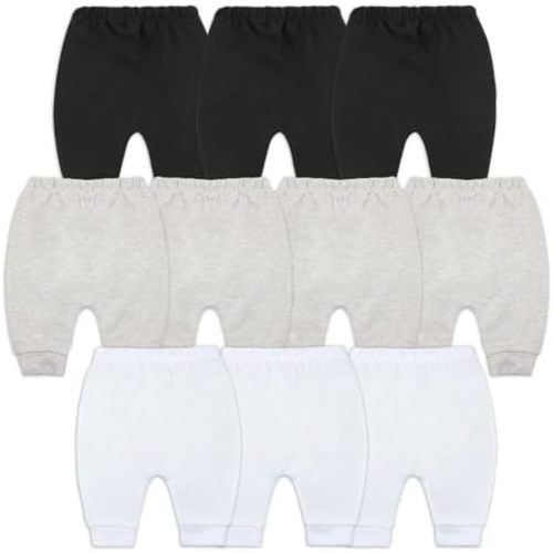 Hakochia Soft and Comfy 100% Cotton Baby Pants for Baby Boys and Girls with Ample Diaper Room 0-12 Months