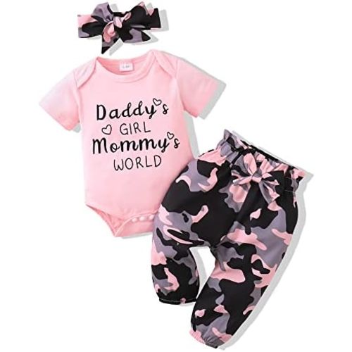 Renotemy Newborn Infant Baby Girl Clothes Summer Outfits Infant Romper Pants Cute Toddler Girl Clothes Gift Set