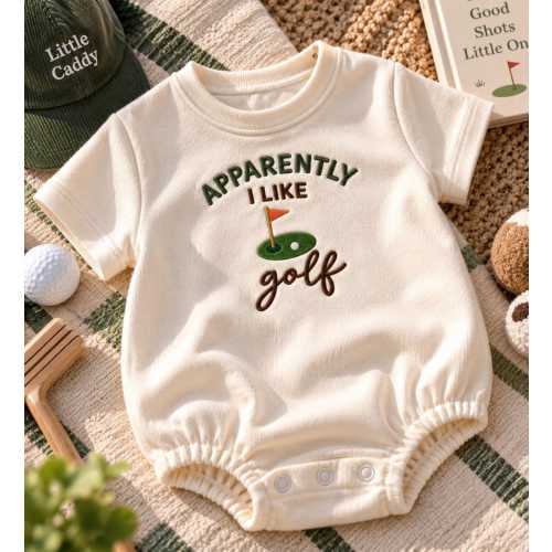 Apparently I Like Golf Embroidered Romper, Funny Golf Baby Outfit, Golf Baby Gift, Golfer Dad Baby Shower Gift, Newborn Golf Outfit