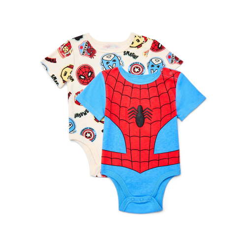 Spider-Man Baby Boys or Girls Graphic One-Piece Bodysuits, 2-Pack, Sizes 0/3M-24M