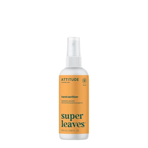 ATTITUDE Hand Sanitizer Spray for Adults and Kids, EWG Verified, Kills Bacteria and Germs, Vegan, Orange Leaves, 3.38 Fl Oz (Spray Bottle)