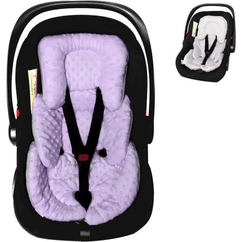Infant Carseat Insert, 2-in-1 Reversible Baby Car Seat Cushion for Newborn Toddler Head & Body Support Car Seat Pad for Carseats, Strollers, Swings, Bouncers(Purple)