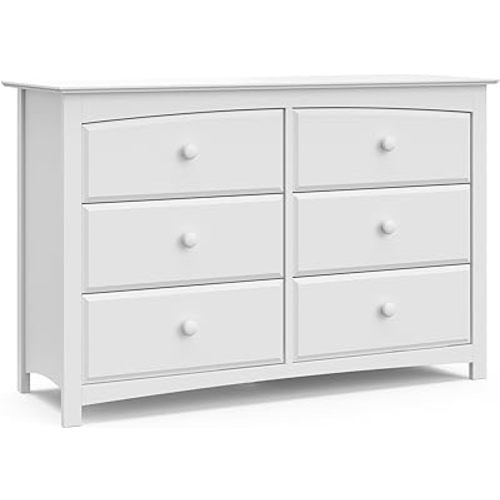Storkcraft Kenton 6 Drawer Double Dresser (White) For Kids Bedroom, Nursery Dresser Organizer, Chest Of Drawers For Bedroom, Universal Design For Children’s Bedroom