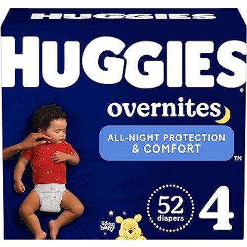 Huggies Size 4 Overnites Baby Diapers: Overnight Diapers, Size 4 (22-37 lbs), 52 Ct