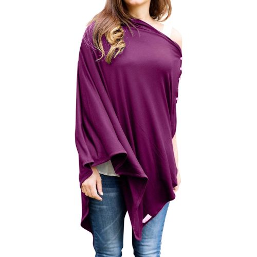 Byrd & Blume Maternity Nursing Cover Breathable Lightweight Breastfeeding Cover Wrap Shawl Scarf Poncho Full 360 (Aubergine, One size)