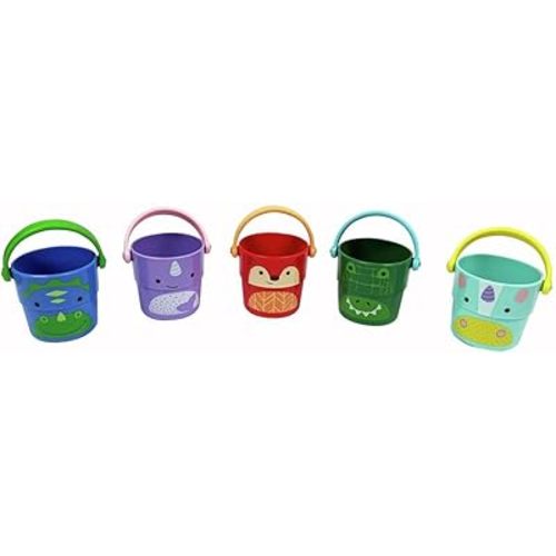 Skip Hop Baby Bath Toy Buckets, Zoo Stack & Pour Buckets, Pastel
