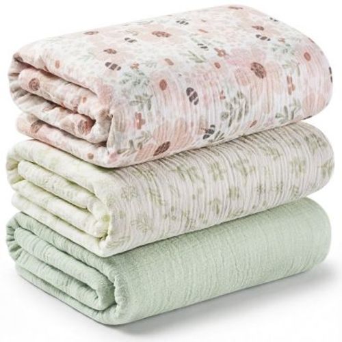KeaBabies 3-Pack Lyra Muslin Swaddle Blankets for Newborns, Large Cotton Nursery Baby Blankets, Soft & Breathable (Flora Vale)