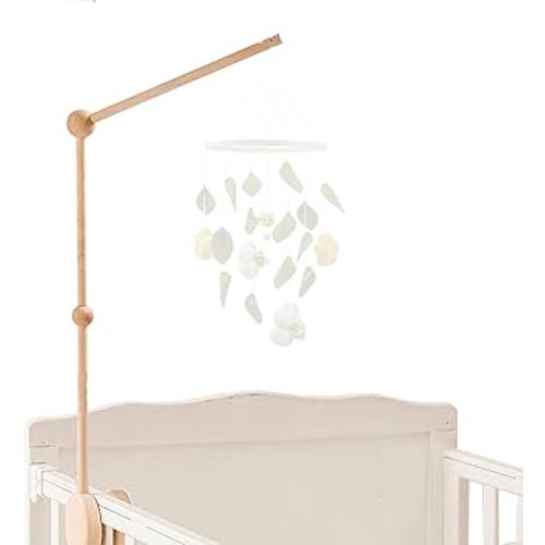Baby Crib Mobile Arm - 30 Inch Wooden Mobile Hanger for Crib, Baby Mobile Holder for Baby Girls Boys Nursery Decor - with Anti Slip Attachment